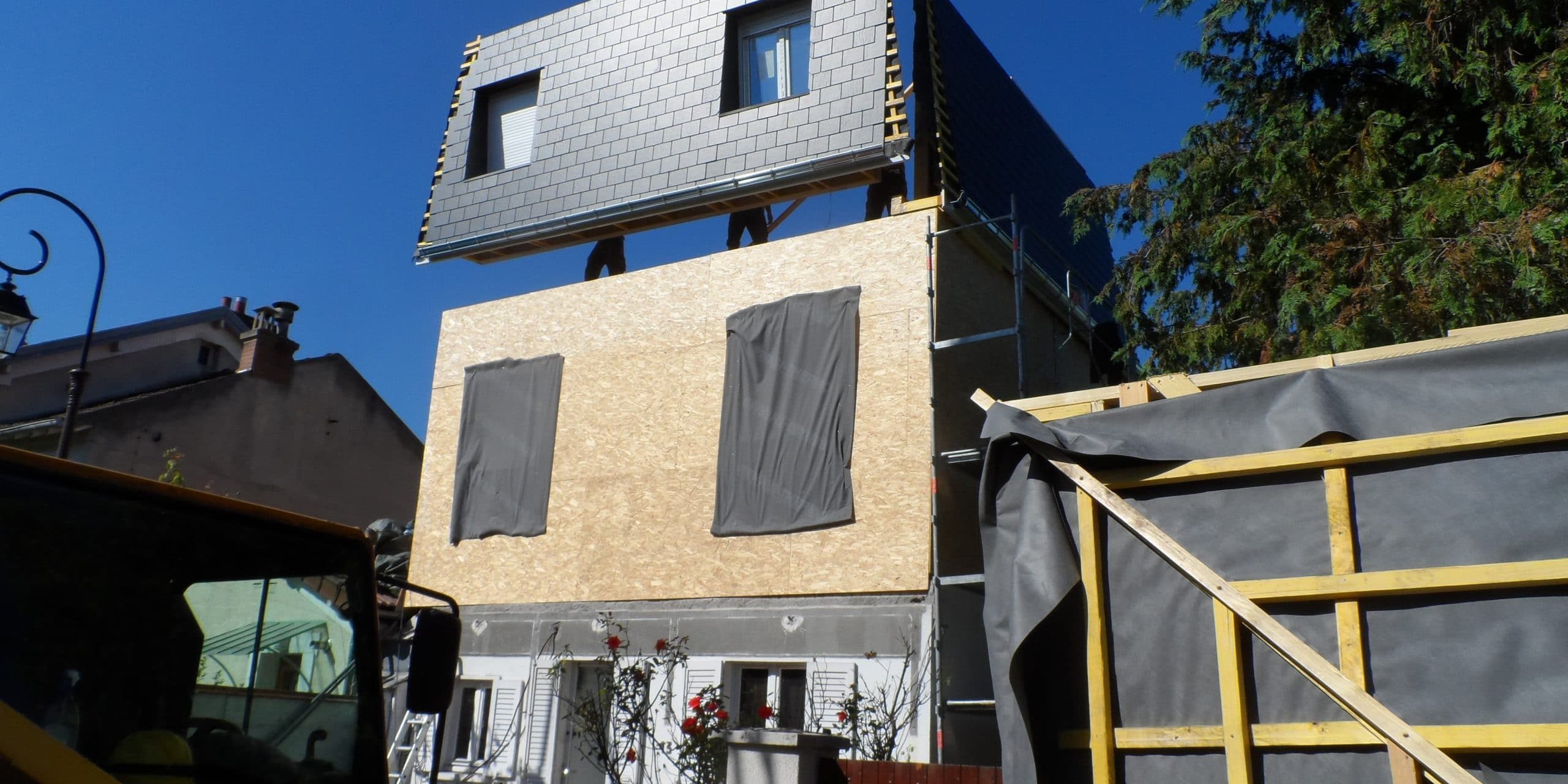 extension réhausse bois maison