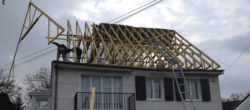 extension réhausse toiture bois